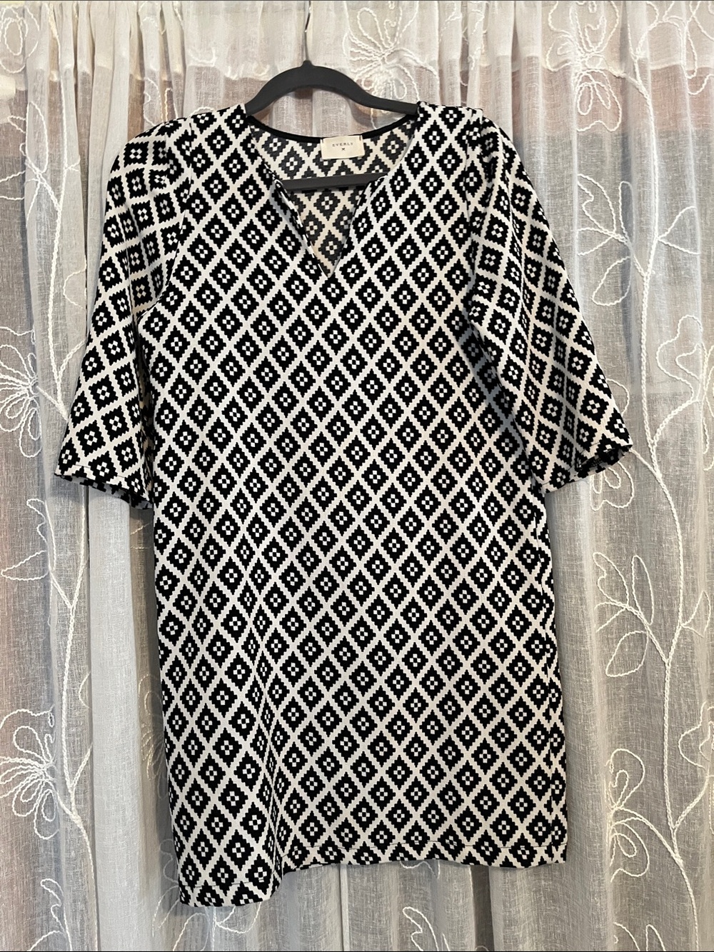 Everly Black & White Diamond-Print Tunic